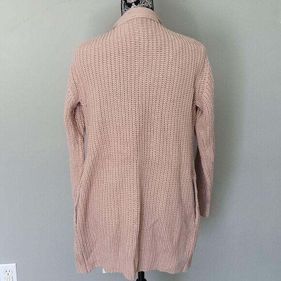Jones New York Chunky Open Front Cardigan-BEIGE-Small - Picture 4 of 5